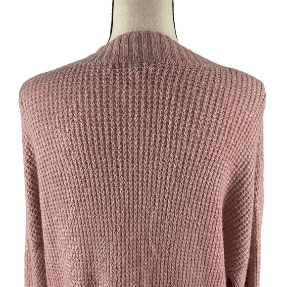 AMERICAN EAGLE PINK WAFFLE KNIT OVERSIZED V NECK TUNIC SWEATER MEDIUM - Picture 7 of 9